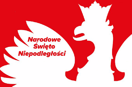 Biały orzeł na czerwonym tle 11 listopada
